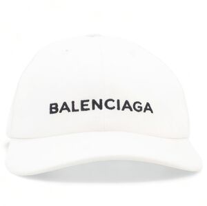 Balenciaga White Baseball Cap with Black Logo